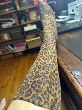 Stuart Weitzman Leopard Print Knee-High Boots in Brown and Black